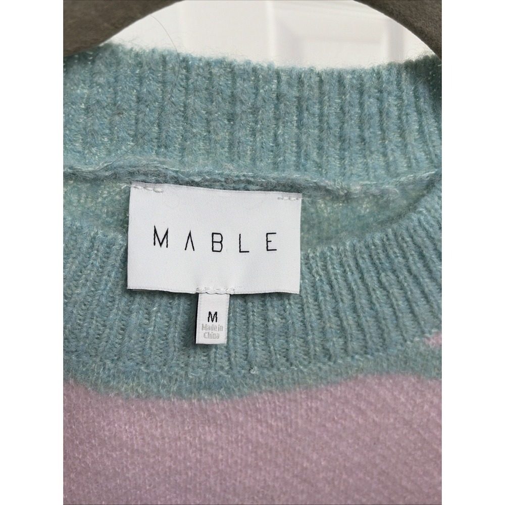 Mable Striped Cropped Sweater Womens Size M Multi Color Pastel Wool Blend Y2K - Picture 5 of 6